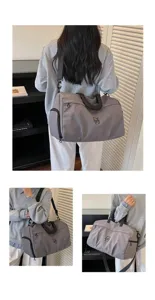 Grey large capacity travel duffel bag versatile shoulder crossbody fitness gym bag for men and women