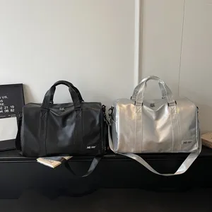 Large travel duffel bag soft leather sports gym yoga bag casual shoulder crossbody luggage bag