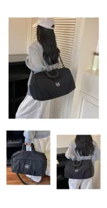Large capacity travel duffel bag, lightweight gym sports bag with wet compartment and shoulder strap.