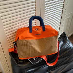 Sac de Voyage Grande Capacité pour Hommes Femmes Léger Pliable Sac de Sport Gym Nylon Motif Plaid Sac de Bagage à Main