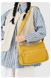 Casual nylon crossbody bag for women, large capacity shoulder bag with multi pockets.