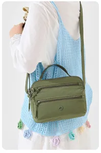Lightweight nylon women's handbag multi-pocket casual shoulder crossbody everyday bag detail view