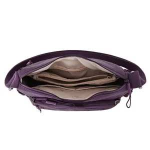 Women multi-pocket nylon shoulder crossbody bag, large capacity casual tote purse main view.