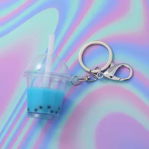 Cute acrylic boba milk tea keychain keyring kawaii bag charm pendant accessory gift