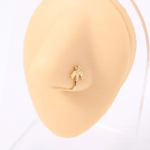 Squisito anello naso ape d'oro e clip per donna, gioiello piercing di tendenza alla moda.