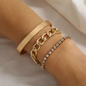 Juego de Pulseras Multicapa de Diamantes de Imitación con Cadena Gruesa Punk para Mujer Brazalete de Cobre Chapado en Oro Joyería Personalizada Exagerada