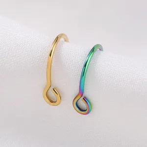 Detail van multifunctionele piercingringen, met gold en regenboogkleurige oorbellen.