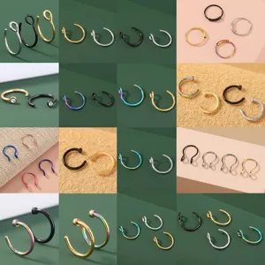 Roestvrijstalen Nep Neusring Oorring Set Lichaam Piercing Sieraden Geometrisch
