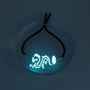 Leuchtender Drache Anhänger Armband mit verstellbarer schwarzer Kordel, kreativer Schmuck im Detail