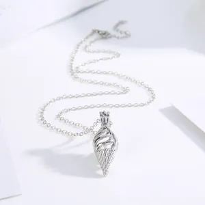 Silber hohle Eistüte Anhänger Halskette kreativer Mode Schmuck Zubehör für Damen