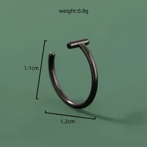 Schwarzer T-Steg Nasenring Lippenring Körperschmuck minimalistischer Punk Stil 1.1x1.2cm