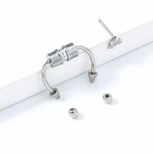 Edelstahl magnetischer Septum Ring und Nasenstecker Set, Punk Stil Körperschmuck.