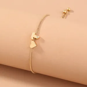 Gold box chain adjustable letter heart bracelet minimalist fashion gold jewelry item