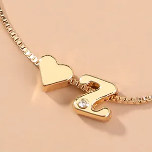 Gold letter Z heart charm box chain bracelet detail view fashion jewelry delicate accessory