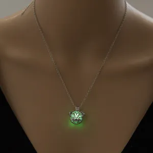 Glow in the dark pug pendant necklace hollow animal glowing jewelry gift for women and girls