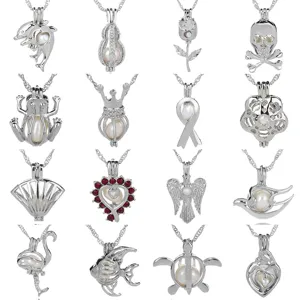 Halskette Aus Legierung Mit Aushöhlung Für Perlen DIY Öffnbarer Süßwasserperlen Anhänger Für Damen Delphin Herz Schmuck Geschenk