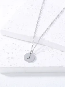 Minimalist stainless steel letter J pendant necklace for women daily fashion jewelry chic style
