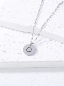 Minimalist stainless steel initial letter pendant clavicle chain necklace for daily wear.