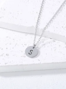 Minimalist stainless steel letter S pendant clavicle chain necklace for women fashion jewelry