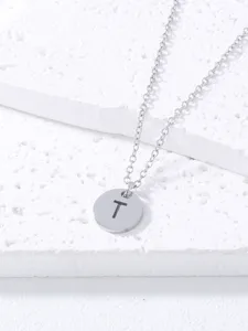 Minimalist stainless steel initial letter T pendant clavicle chain for daily fashion