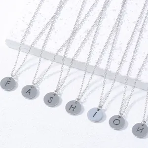 Stainless steel initial letter pendant necklace fashion simple silver clavicle chain jewelry