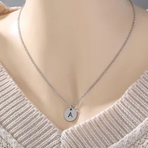 Minimalist stainless steel letter pendant necklace versatile clavicle chain jewelry