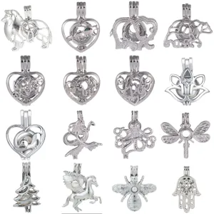 Componenti per Gioielli Fai da Te in Lega di Zinco con Design Svuotato Unisex Alla Moda Accessori per Pendenti a Gabbia di Perle per Collana Portachiavi Regalo