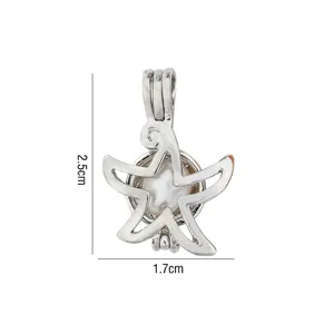 Ciondolo cavo a forma di stella marina argento accessorio DIY per perla misura 2.5cm