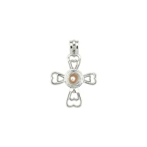 Ciondolo croce argento cuore cavo DIY gioiello accessorio perla gabbia medaglione.