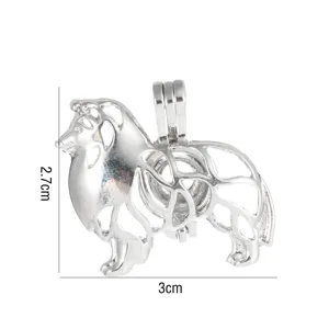 Ciondolo gabbia vuota cane collie argentato ciondolo DIY per collana di perle moda gioielli