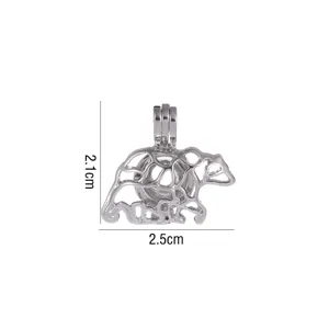 Ciondolo animale cavo in argento accessorio gioielli DIY, dimensioni 2,1x2,5cm mostrate.