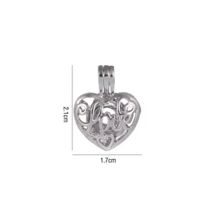 Ciondolo a cuore cavo argentato con amore per gioielli fai da te, accessorio 2.1x1.7cm.