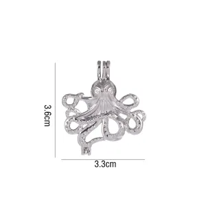Dettaglio pendente gabbia polpo argento con dimensioni altezza 3,6cm e larghezza 3,3cm per gioielli.
