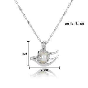 Elegante hohle Vogel Perle Anhänger Halskette Silber Modeschmuck für Damen Alltag Geschenk chic