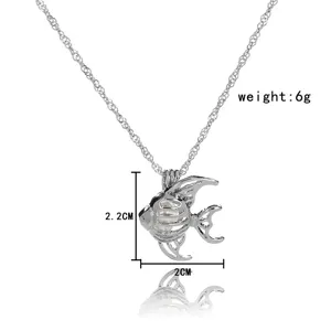 Silberne hohle Fisch Medaillon Anhänger Halskette DIY Perlen Käfig Schmuck Geschenk.