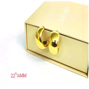 Cross-border INS style water-drop C-shaped stainless steel hollow earrings, 18K gold fashion jewelry.