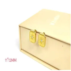 Gold quadratisch Stern Zirkon Ohrstecker, 11x12mm Edelstahl 18k vergoldet Modeschmuck.