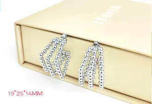 Stainless steel multi-layer beaded hoop earrings stylish fashion jewelry chic