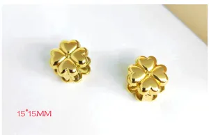 Gold four-leaf clover metal magnetic clasp jewelry accessory stylish design 15x15mm
