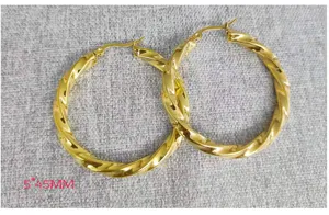 18K Gold Plated Stainless Steel Twisted Hoop Earrings Large Lightweight Minimalist Jewelry