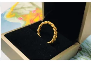 Fashion ins style twisted 18k gold stainless steel ring hip hop trendy jewelry accessory