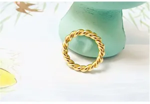 Fashion 18k gold stainless steel twisted rope ring trendy daily jewelry accessory