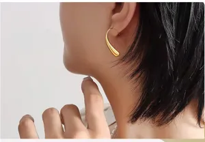 Elegant 18K gold plated stainless steel waterdrop earrings for women daily wear detailing