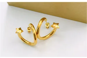 Gold stainless steel star hoop earrings for women, minimalist daily chic jewelry accessory.