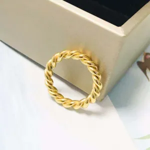 Gold twisted rope stainless steel twisted ring chic fashion jewelry for women wear