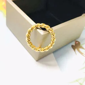 Trendy 18K gold plated stainless steel twisted rope ring minimalist hip hop jewelry