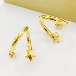 Elegant 18K gold plated stainless steel star earrings, trendy fashion jewelry for women.