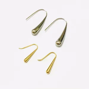 Elegant metallic teardrop hook earrings set in gold and silver finish for daily chic women