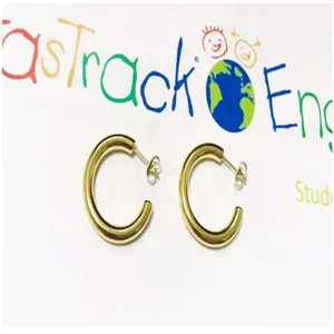 Classic thick gold hoop earrings for women, chic minimalist C shape design fashion jewelry.