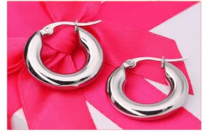 Chunky stainless steel hoop earrings for women daily wear stylish minimalist jewelry design